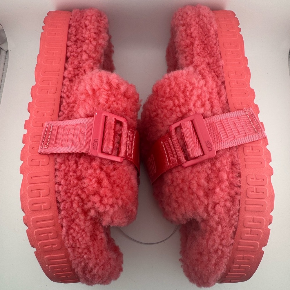 UGG Coral Pink Fluff Slides - Picture 2 of 7